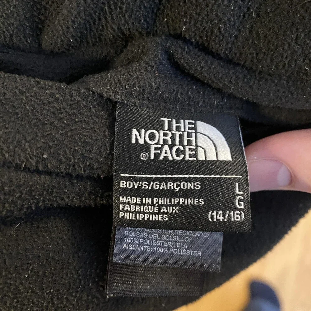 The North Face Jacket Boys Large 14/16 Black Reversible Fleece Puffer Hooded